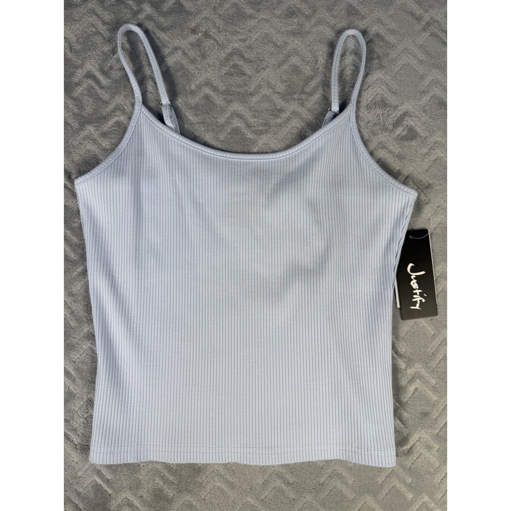 Justify Women's Crop Top Tank Size Small Ribbed Camisole Baby Blue NWT Casual